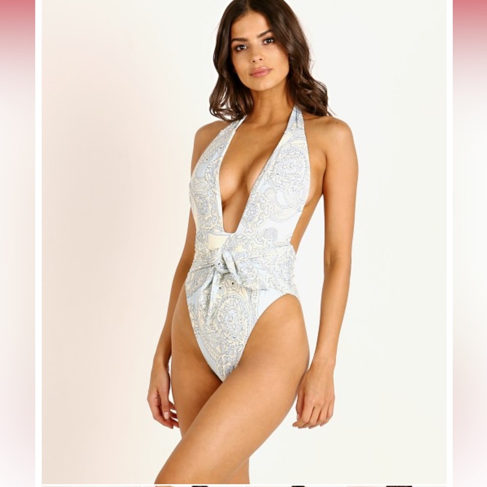 Montce Tropez Tie Up One Piece Peri Paisley Size Small BNWT